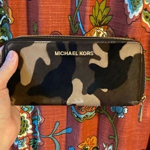 Michael Kors calf hair camo wallet
